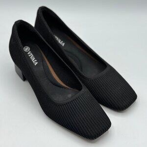 Vivaia Women's Melody Square-Toe Chunky Heels Black Knit Size 37